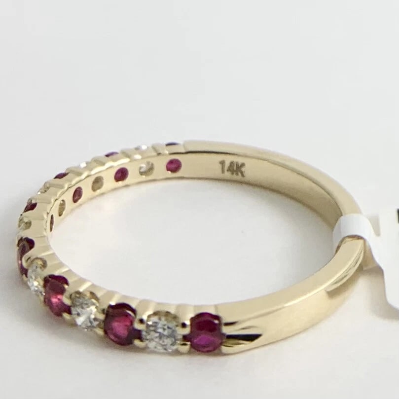 Ruby Diamond Ring Gemstone Wedding Band 14K Yellow Gold, .50 CTW - 10