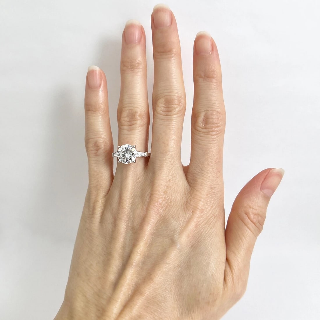GIA Round Tapered Baguette Diamond Engagement Ring 14K White Gold, 2.93 CTW - 2