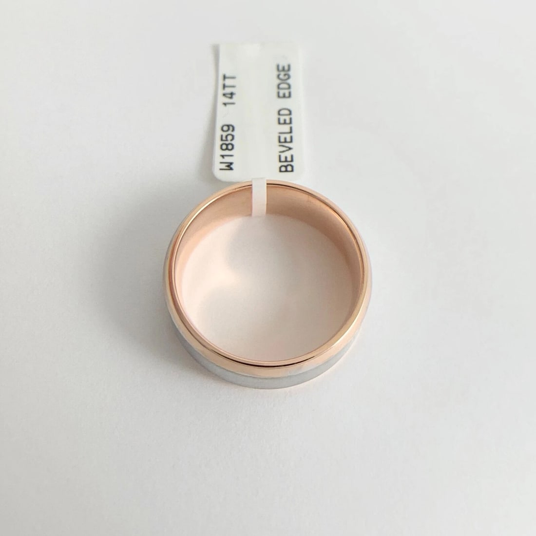 Men's Two-Tone Wedding Band Ring 14K Pink Rose White Gold, Size 8.5, 9.13 Gr - 8