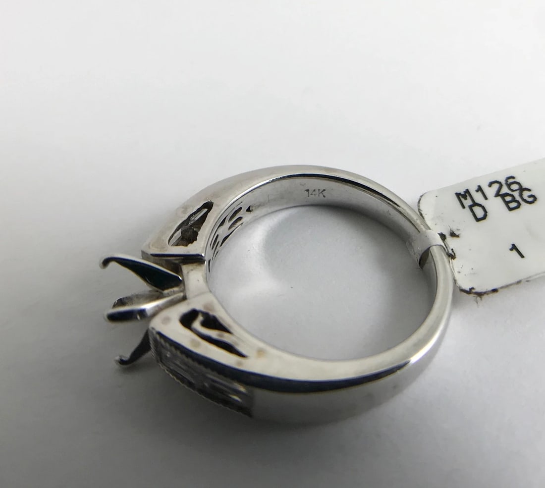 Baguette Channel-Set Diamond Engagement Ring Mounting 14K White Gold, .60 CTW - 10