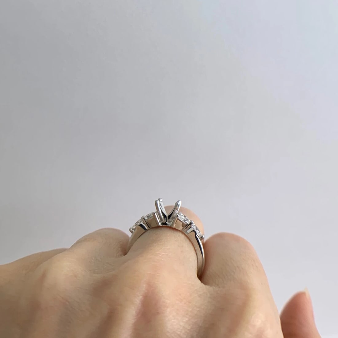 Marquise Petal Diamond Engagement Ring Setting Mounting 14K White Gold, 3.22 Gr - 5