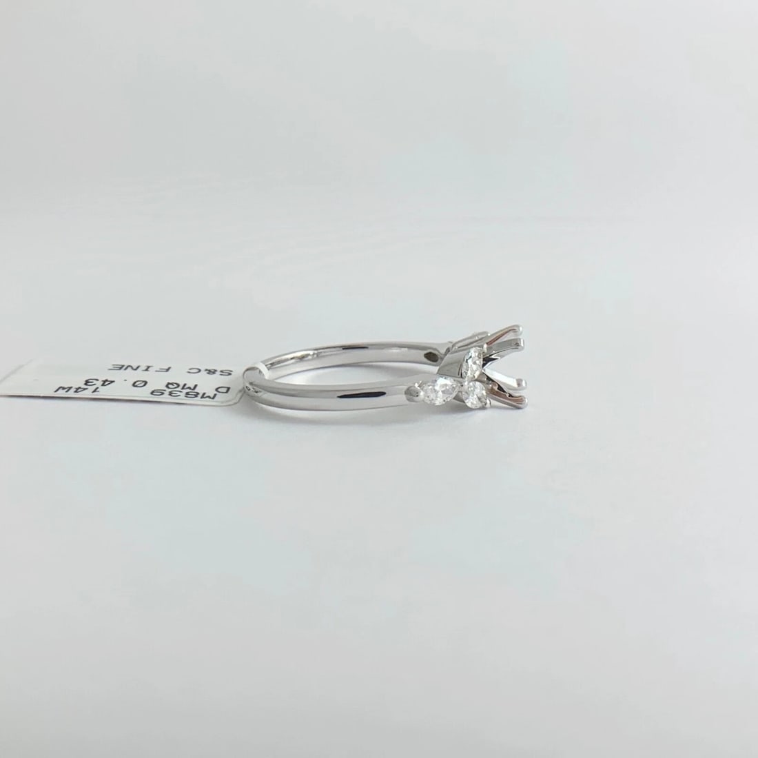 Marquise Petal Diamond Engagement Ring Setting Mounting 14K White Gold, 3.22 Gr - 9