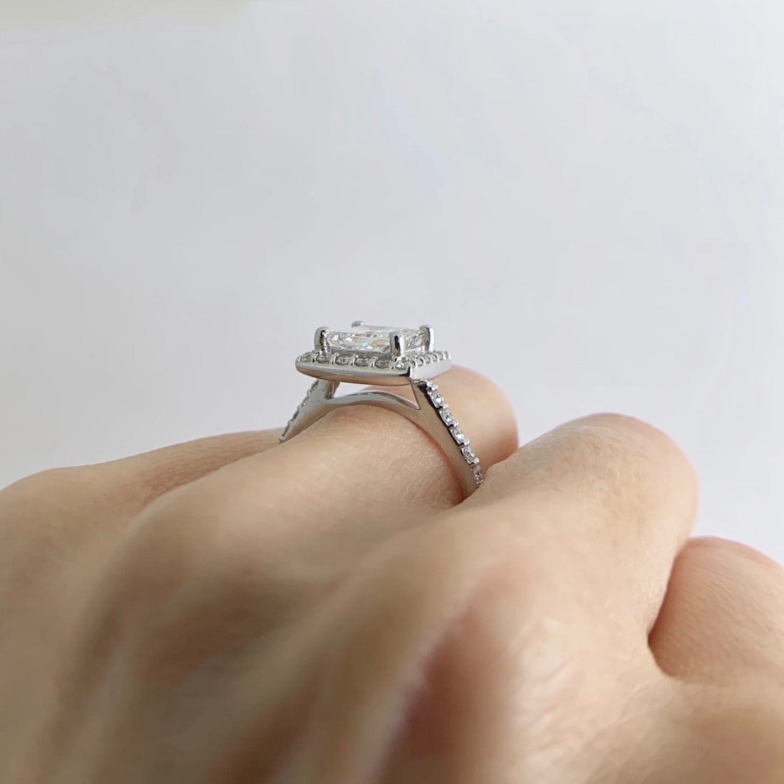 GIA Square Halo Princess Diamond Engagement Ring 18K White Gold 2.46 CTW - 5