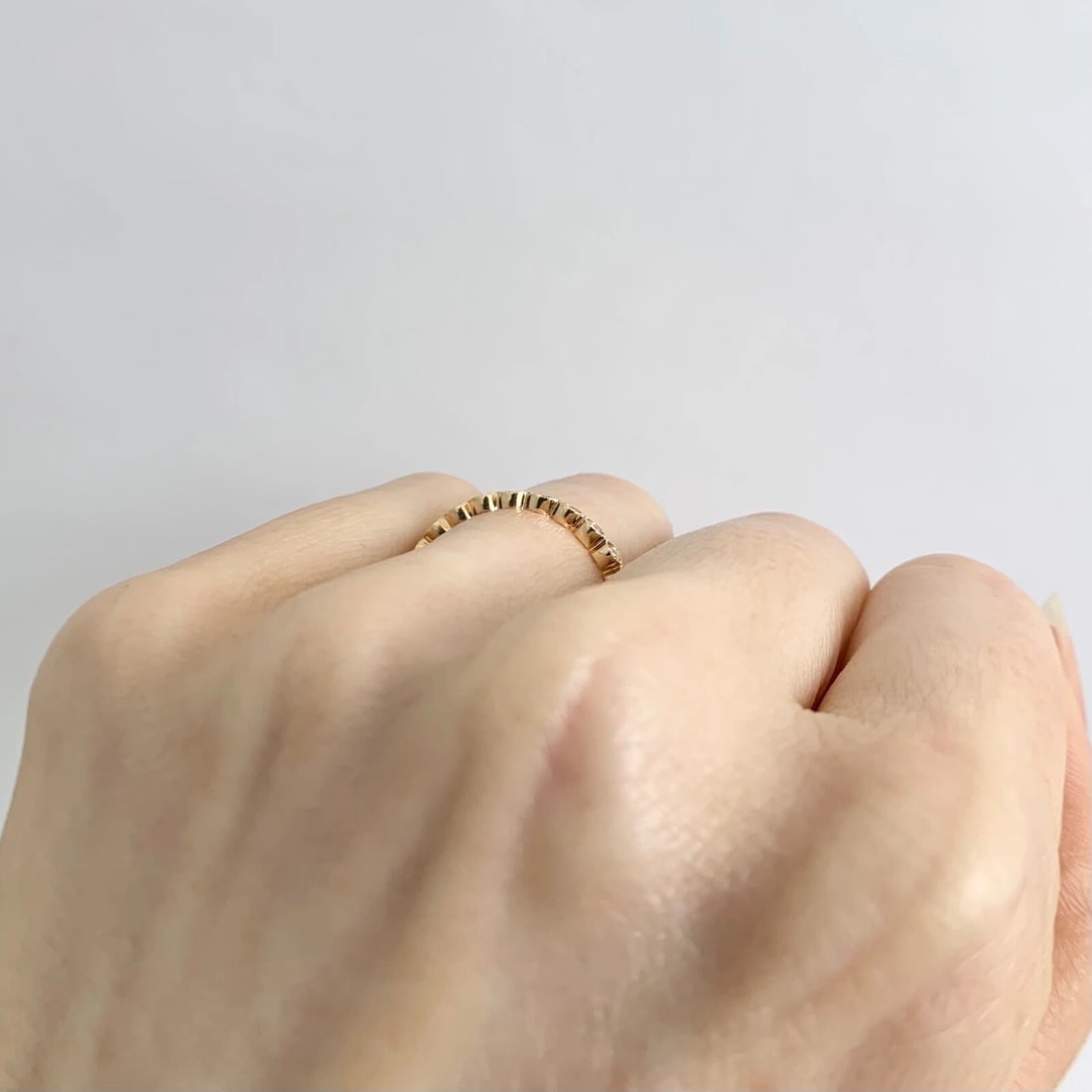 Round Milgrain Bezel Diamond Eternity Ring Wedding Band 18K Rose Gold, Size 7 - 5