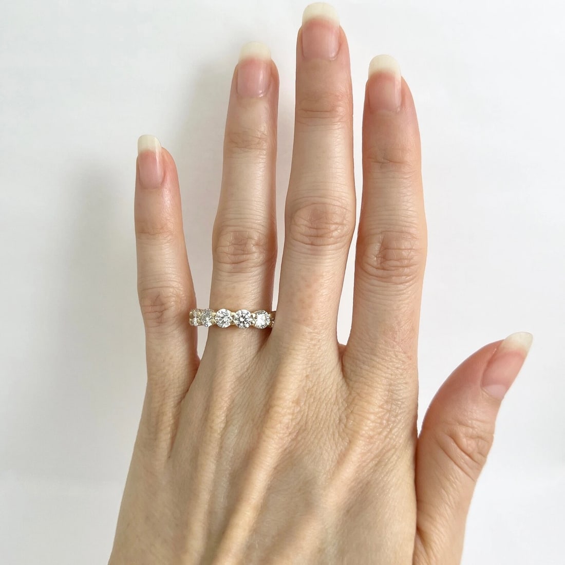 Round 7-Stone Diamond Wedding Band Ring 14K Yellow Gold 2.21 CTW - 2