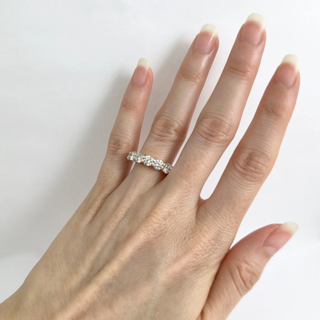 Round 7-Stone Diamond Wedding Band Ring 14K Yellow Gold 2.21 CTW - 4