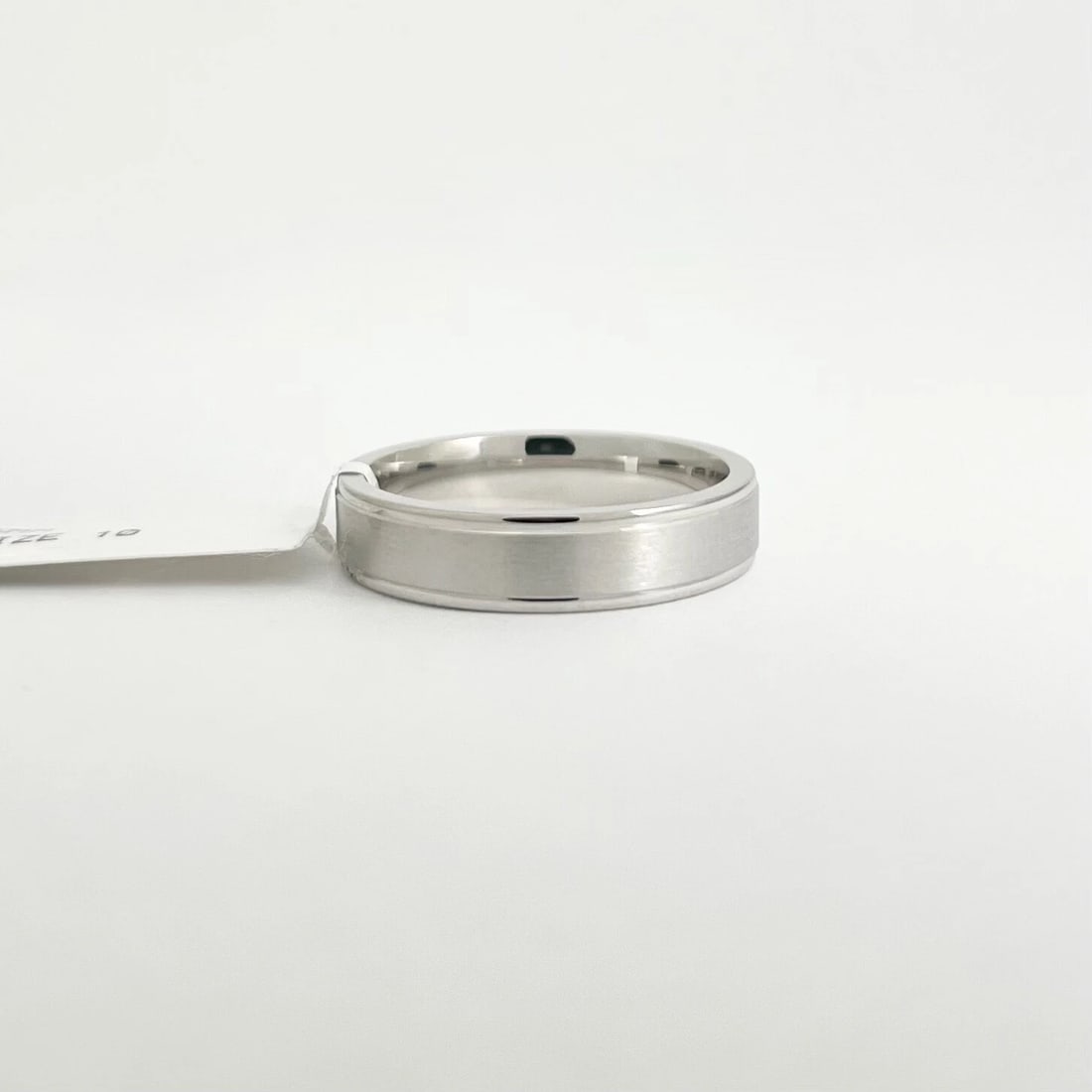 Men's Satin Finish Wedding Band Ring 14K White Gold, Size 10, 5 mm - 6