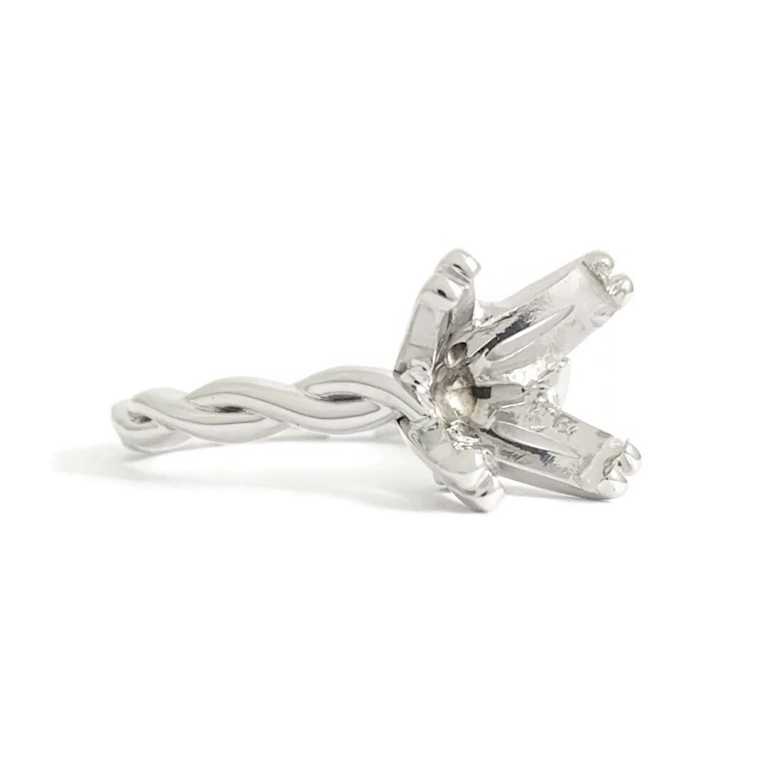 Twist Infinity Band Diamond Engagement Ring Setting Mounting 14K White Gold: Twist Infinity Band Diamond Engagement Ring Setting Mounting 14K White Gold This is a gorgeous diamond engagement ring mounting ready to house a diamond or gemstone of your choice. Don't hesitate to