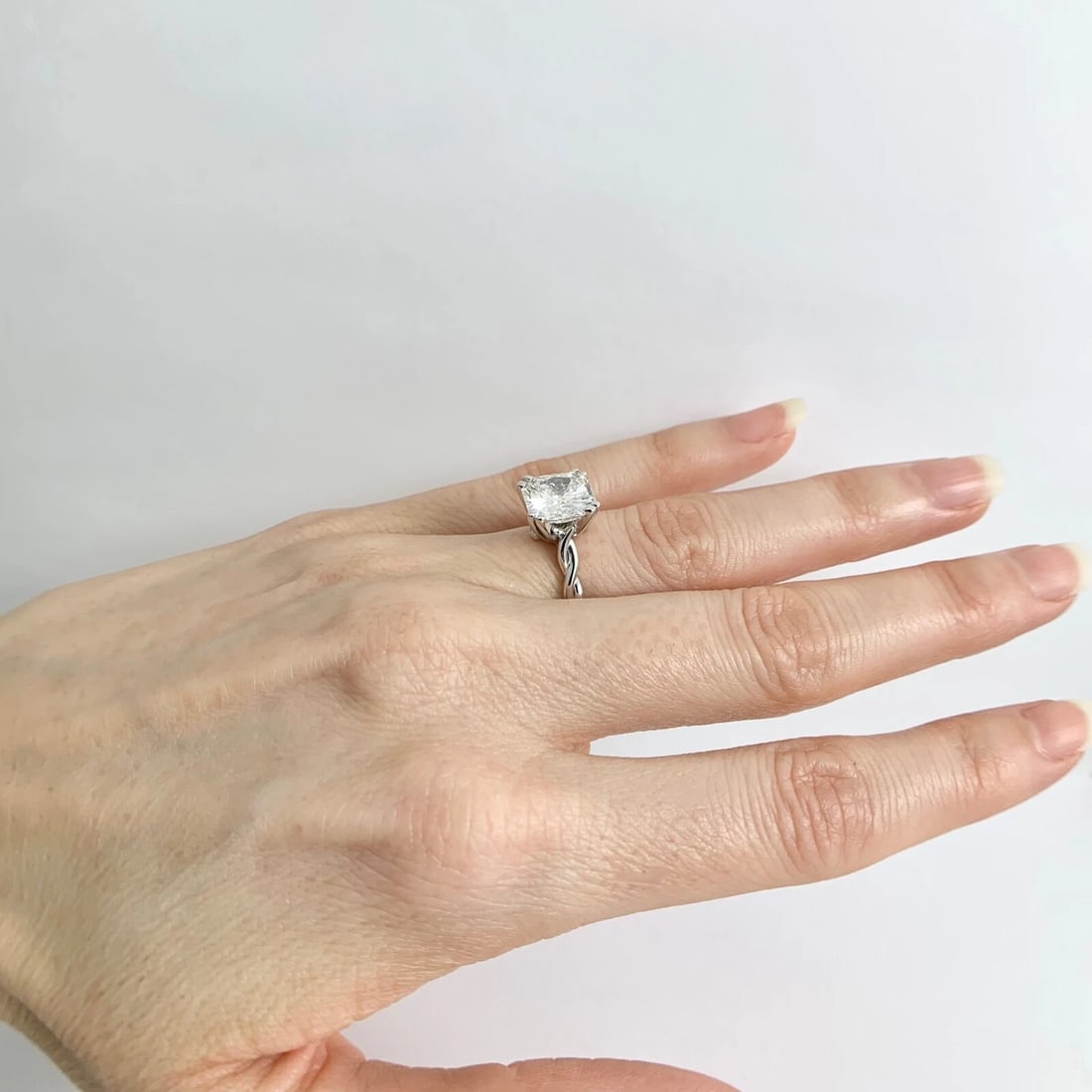 Twist Infinity Band Diamond Engagement Ring Setting Mounting 14K White Gold - 4