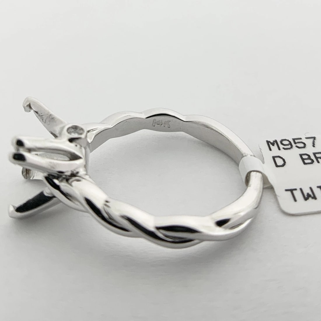 Twist Infinity Band Diamond Engagement Ring Setting Mounting 14K White Gold - 8
