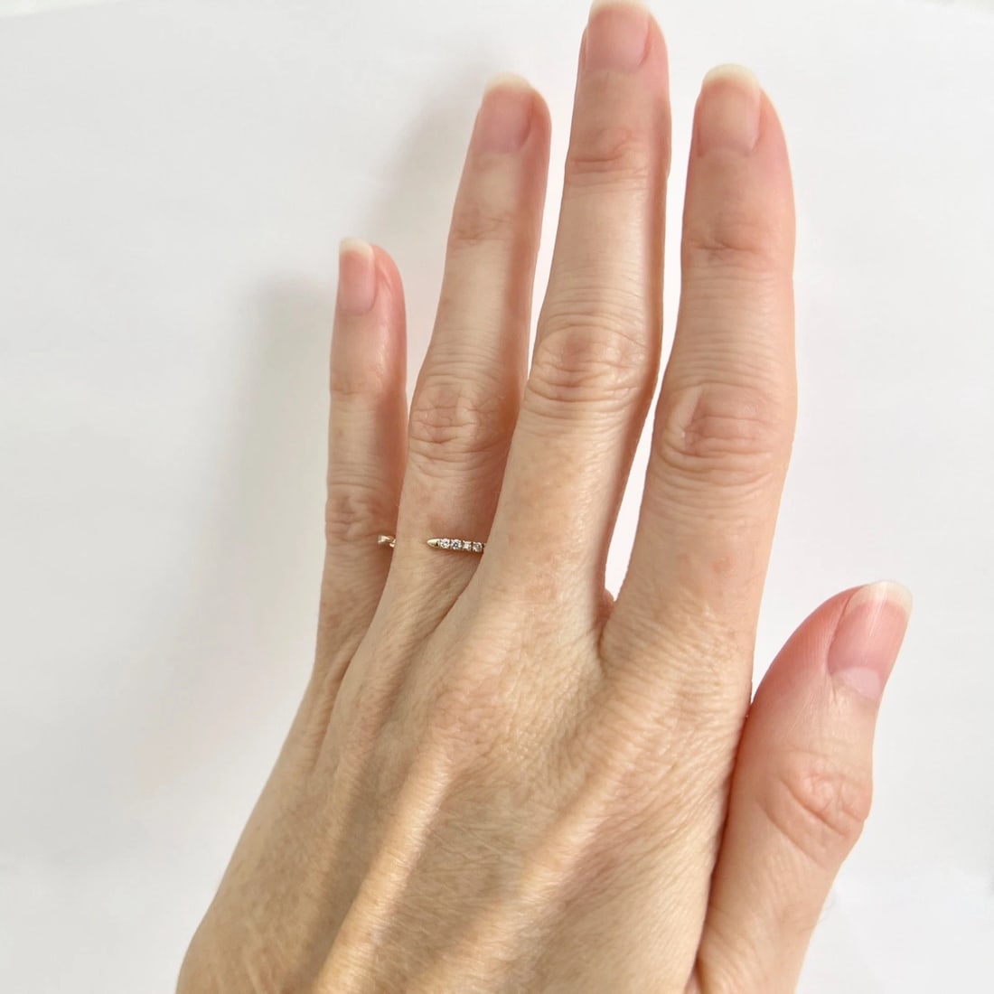 Thin Lab-Created Diamond Open Cuff Wedding Band Ring 14K Yellow Gold, Size 7.5 - 3