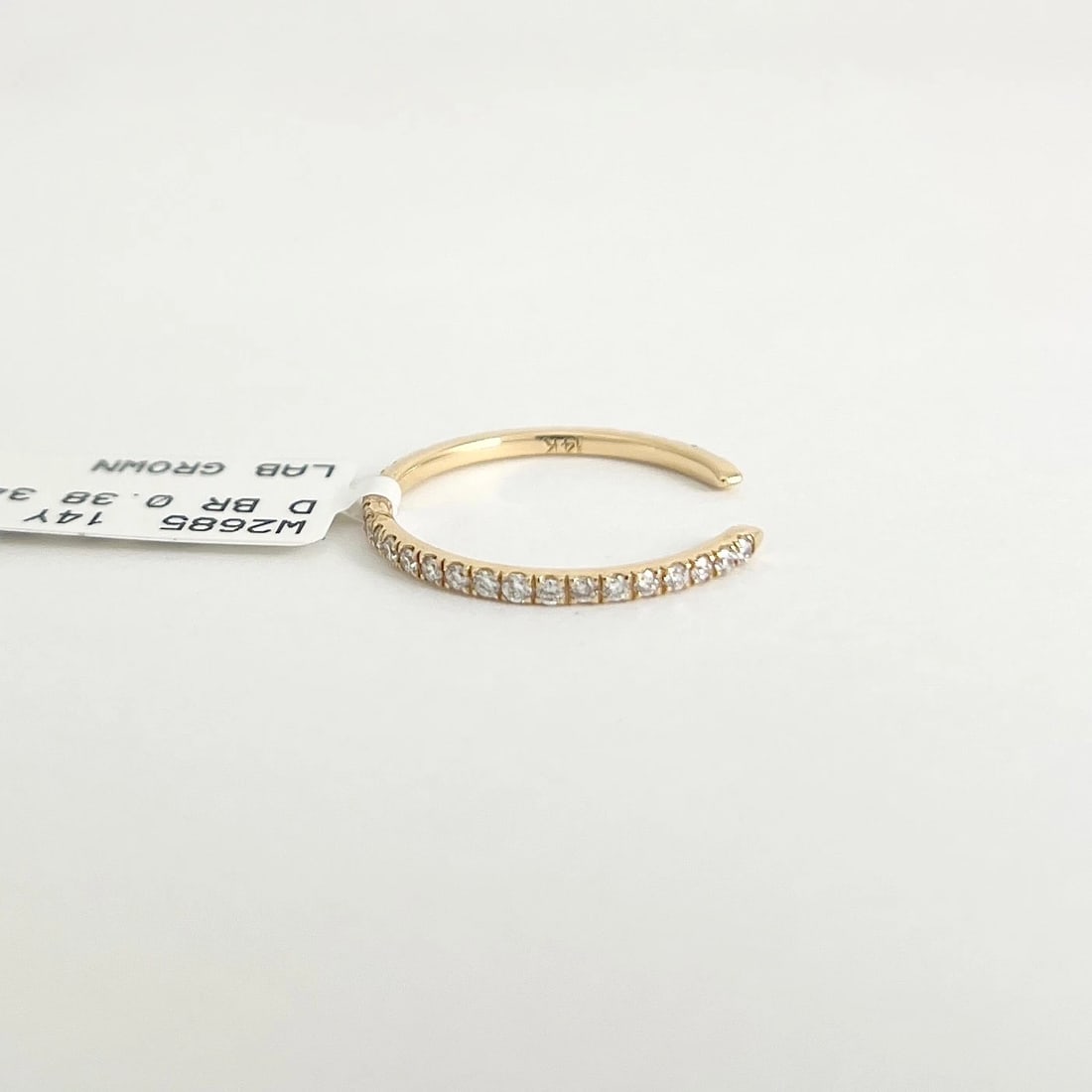 Thin Lab-Created Diamond Open Cuff Wedding Band Ring 14K Yellow Gold, Size 7.5 - 7