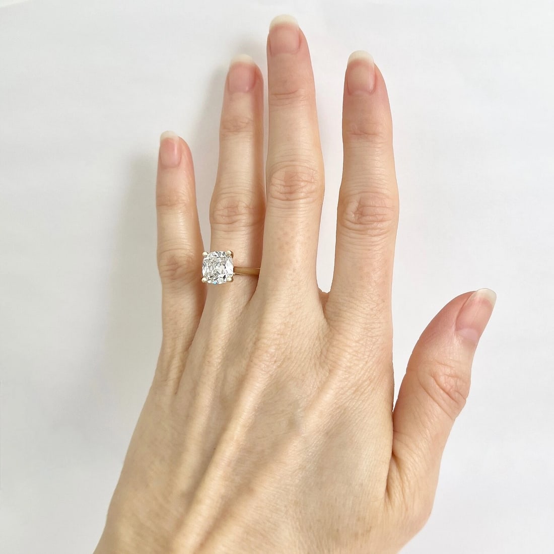 GIA Cushion Diamond Solitaire Engagement Ring 14K Yellow Gold, 3.30 CT - 4