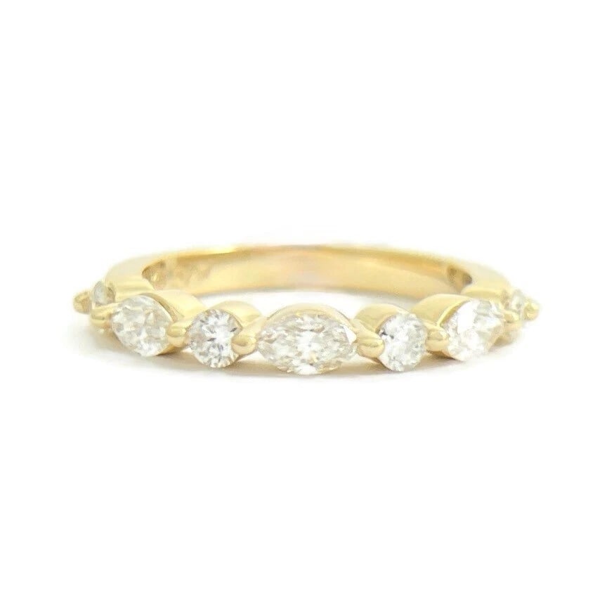 Marquise Round Diamond Wedding Band Anniversary Ring 14K Yellow Gold, 1.05 CTW: Marquise Round Diamond Wedding Band Anniversary Ring 14K Yellow Gold, 1.05 CTW This is a lovely ring that can be worn as a wedding band, anniversary ring or statement ring. Don't hesitate to ask any