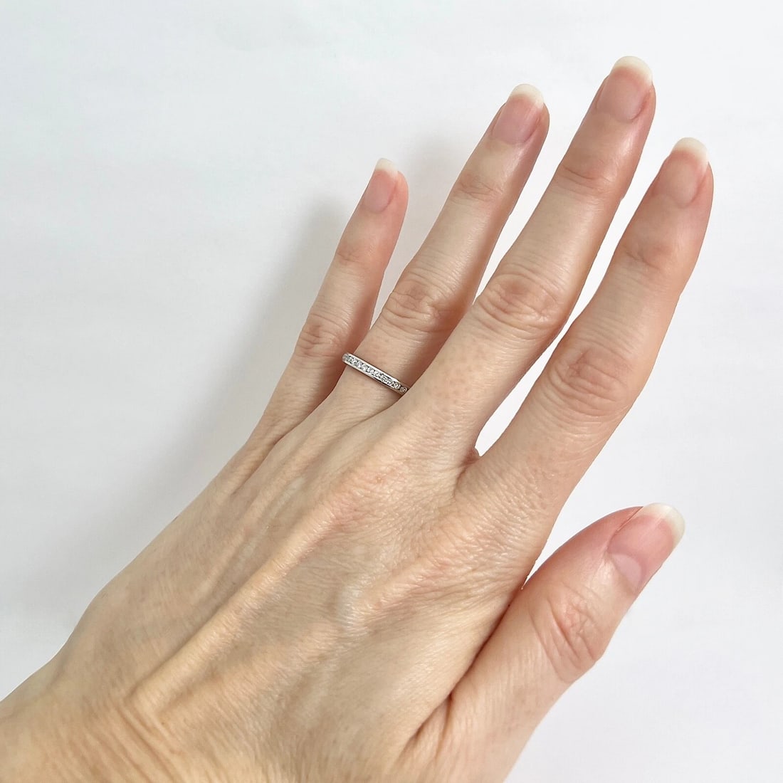 Round Diamond Channel-Set Eternity Ring Wedding Band Platinum, .55 CTW - 5