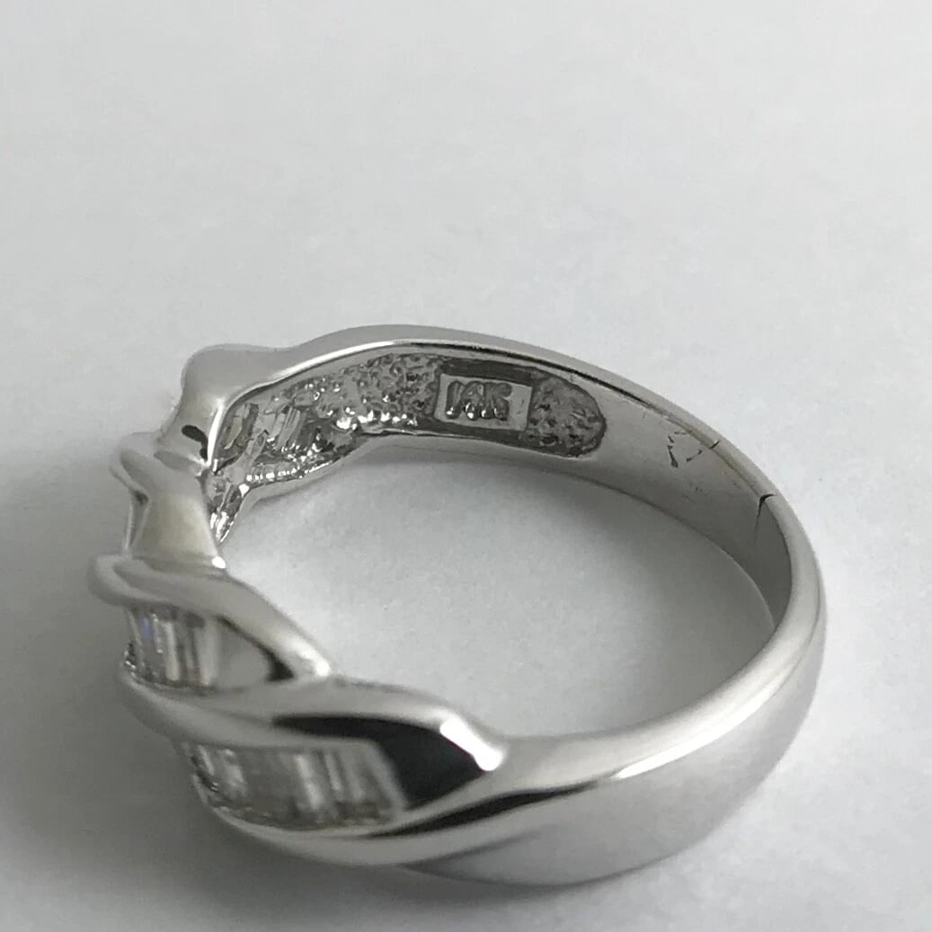 Baguette Diamond Slant Channel-Set Band Ring 14K White Gold, .44 CTW, 3.04 Grams - 11