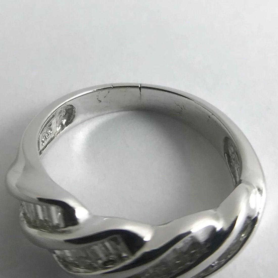 Baguette Diamond Slant Channel-Set Band Ring 14K White Gold, .44 CTW, 3.04 Grams - 12
