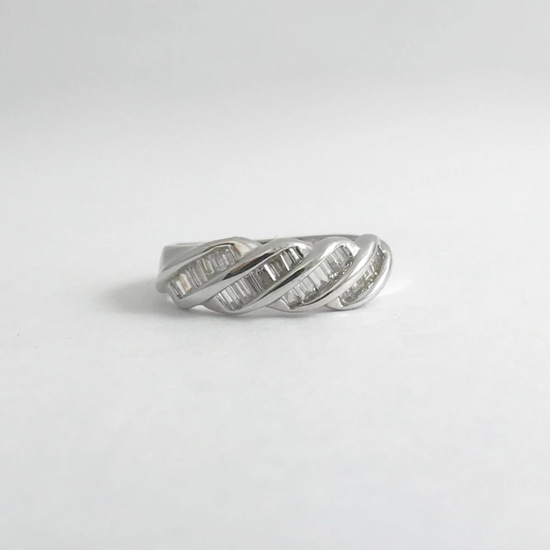 Baguette Diamond Slant Channel-Set Band Ring 14K White Gold, .44 CTW, 3.04 Grams - 7