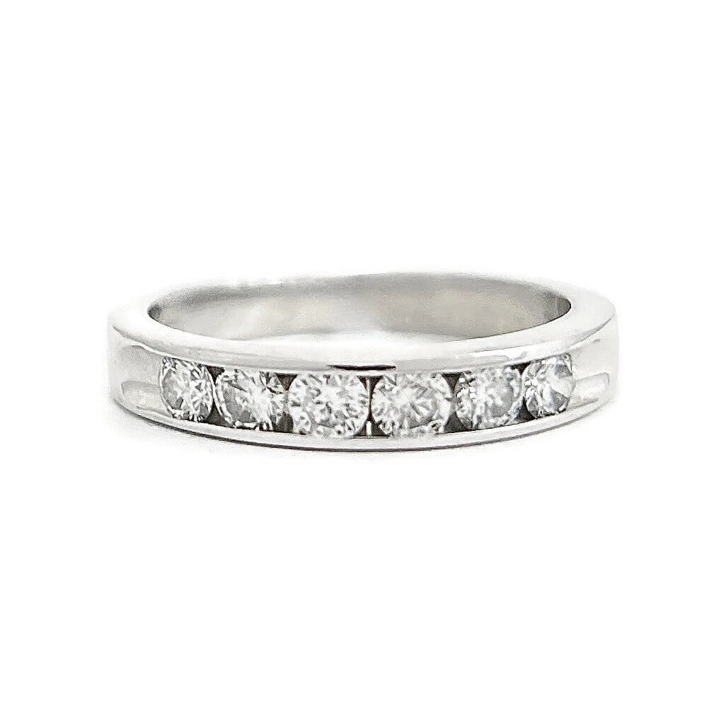 Round Diamond Channel-Set Wedding Band Ring 14K White Gold, .42 CTW: Round Diamond Channel-Set Wedding Band Ring 14K White Gold, .42 CTW This is a lovely ring that can be worn as a wedding band, anniversary ring or statement ring. Don't hesitate to ask any questions!