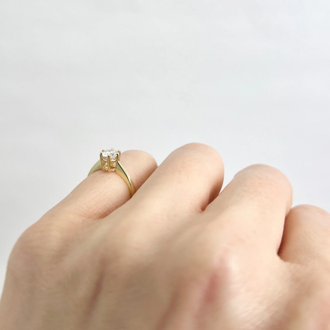 Round Solitaire Diamond 6-Prong Engagement Ring 18K Yellow Gold .36 CT - 3