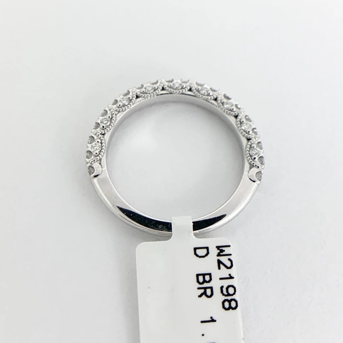 3-Sided Milgrain Diamond Ring Wedding Band 14K White Gold 1.03 CTW, Size 7 - 7