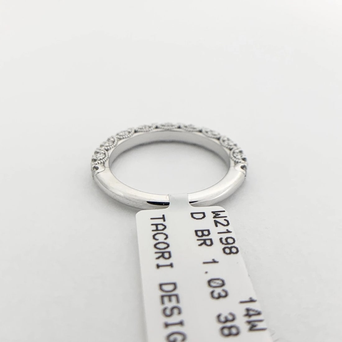3-Sided Milgrain Diamond Ring Wedding Band 14K White Gold 1.03 CTW, Size 7 - 9