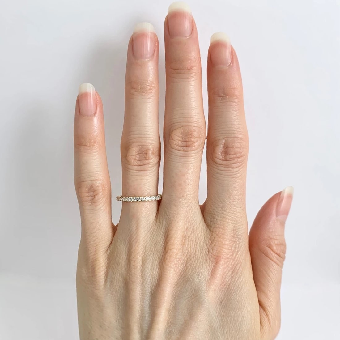 Thin Round Diamond Eternity Ring Wedding Band 14K Yellow Gold Size 6.25, .45 CTW - 2