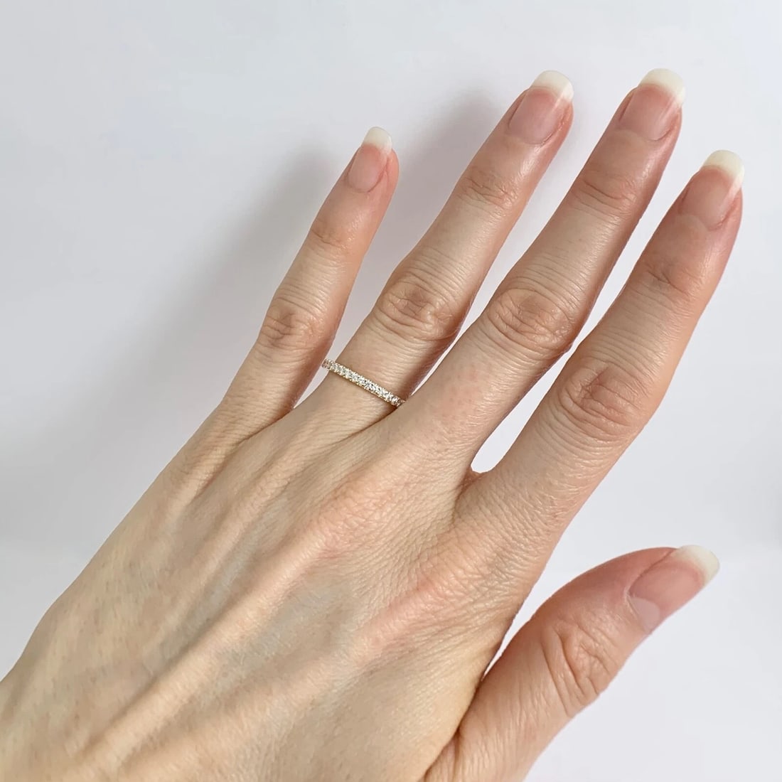 Thin Round Diamond Eternity Ring Wedding Band 14K Yellow Gold Size 6.25, .45 CTW - 5