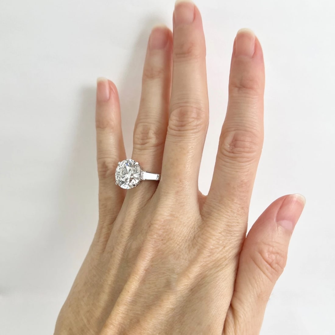 Round Lab-Created Diamond Engagement Ring 14K White Gold, 7.70 CTW - 3
