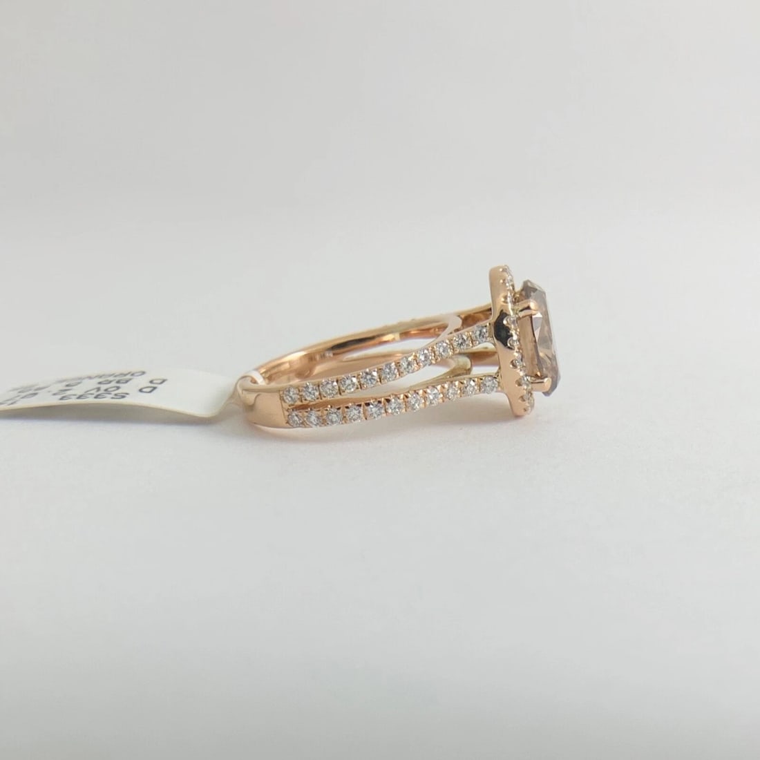 GIA Oval Brown Diamond Split Shank Halo Engagement Ring 14K Rose Gold 2.76 CTW - 8