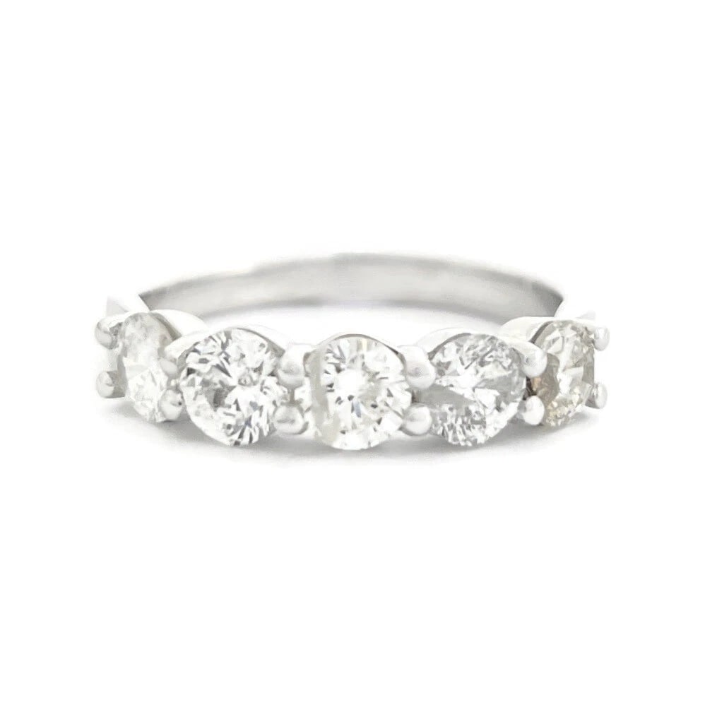 5-Stone Round Diamond Wedding Band Anniversary Ring 14K White Gold, 2.05 CTW: 5-Stone Round Diamond Wedding Band Anniversary Ring 14K White Gold, 2.05 CTW This is a lovely ring that can be worn as a wedding band, anniversary ring or statement ring. Don't hesitate to ask any que