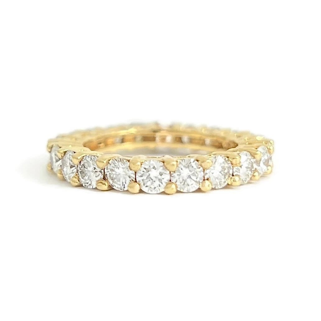 Round Diamond Eternity Ring Wedding Band 14K Yellow Gold, Size 6, 2.75 CTW: Round Diamond Eternity Ring Wedding Band 14K Yellow Gold, Size 6, 2.75 CTW This is a unique ring that can be worn as a wedding band or statement ring. Don't hesitate to ask any questions! Diamonds: 22