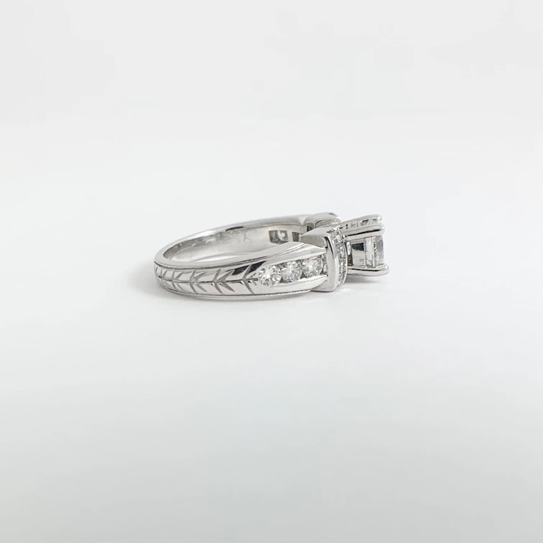 EGL Round Diamond Gemlock-Set Baguette Engagement Ring 14K White Gold 1.39 CTW - 7