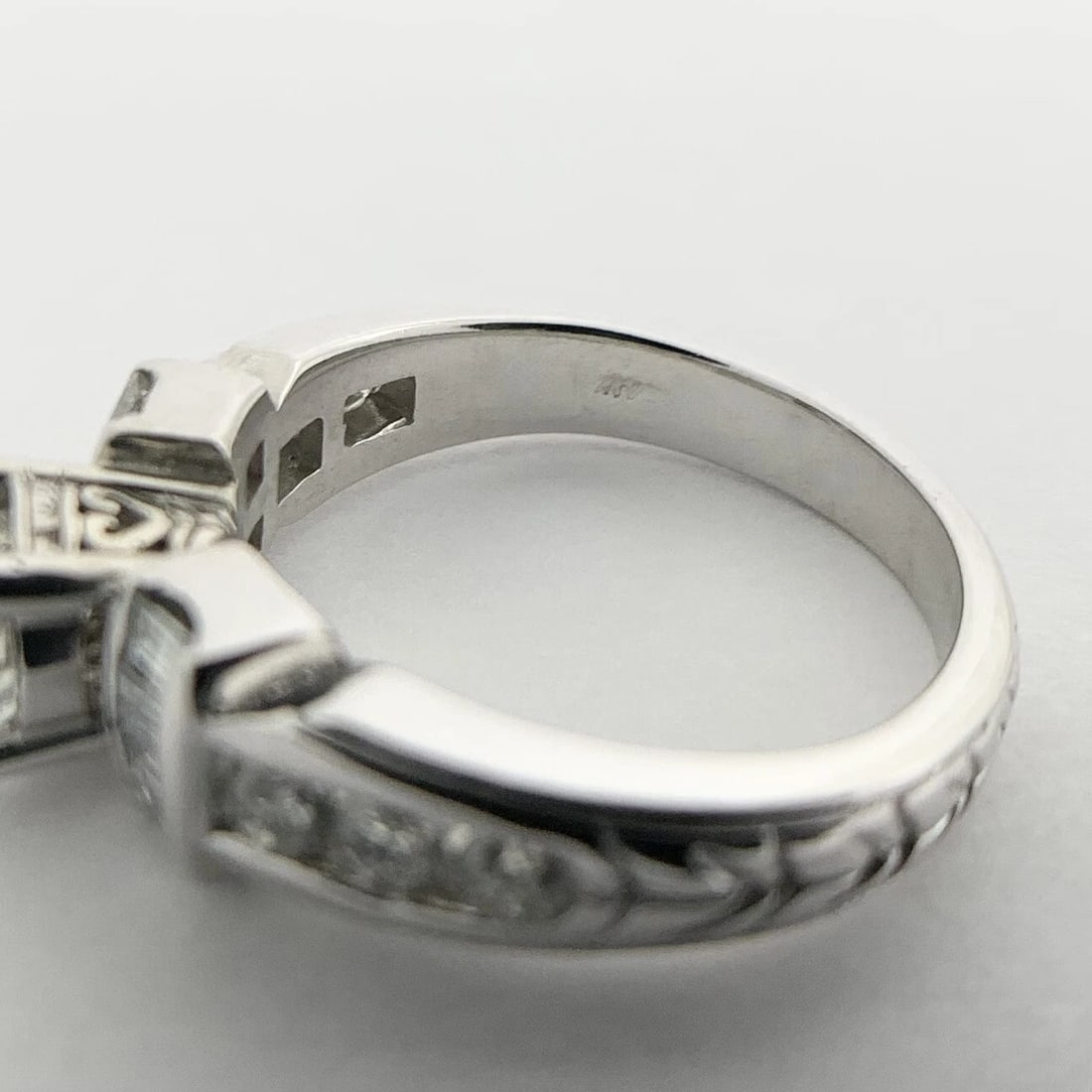 EGL Round Diamond Gemlock-Set Baguette Engagement Ring 14K White Gold 1.39 CTW - 9