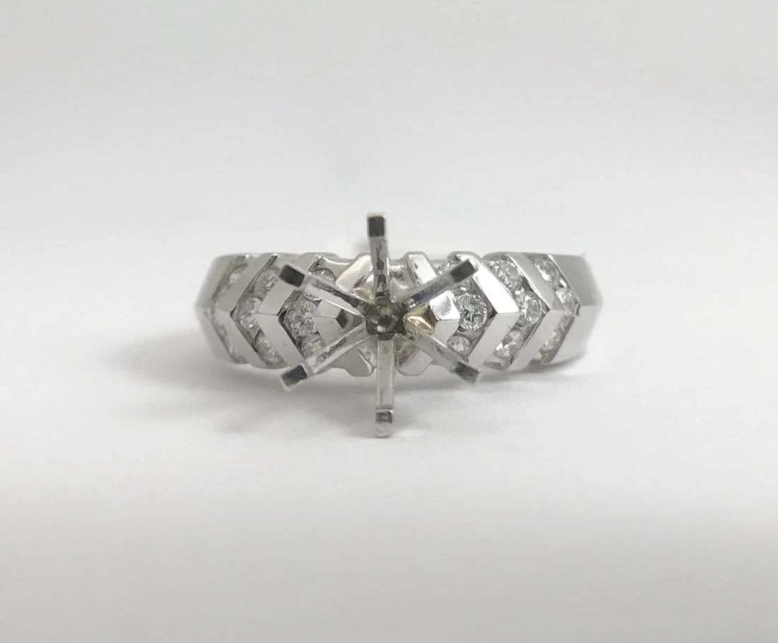 Round Diamond Channel-Set Engagement Ring Setting Mounting 14K White Gold .30 TW - 4