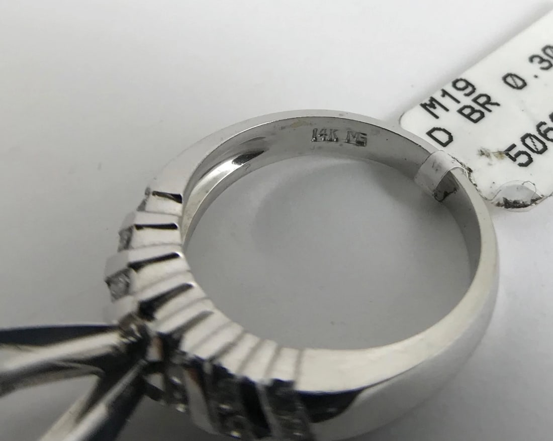 Round Diamond Channel-Set Engagement Ring Setting Mounting 14K White Gold .30 TW - 9