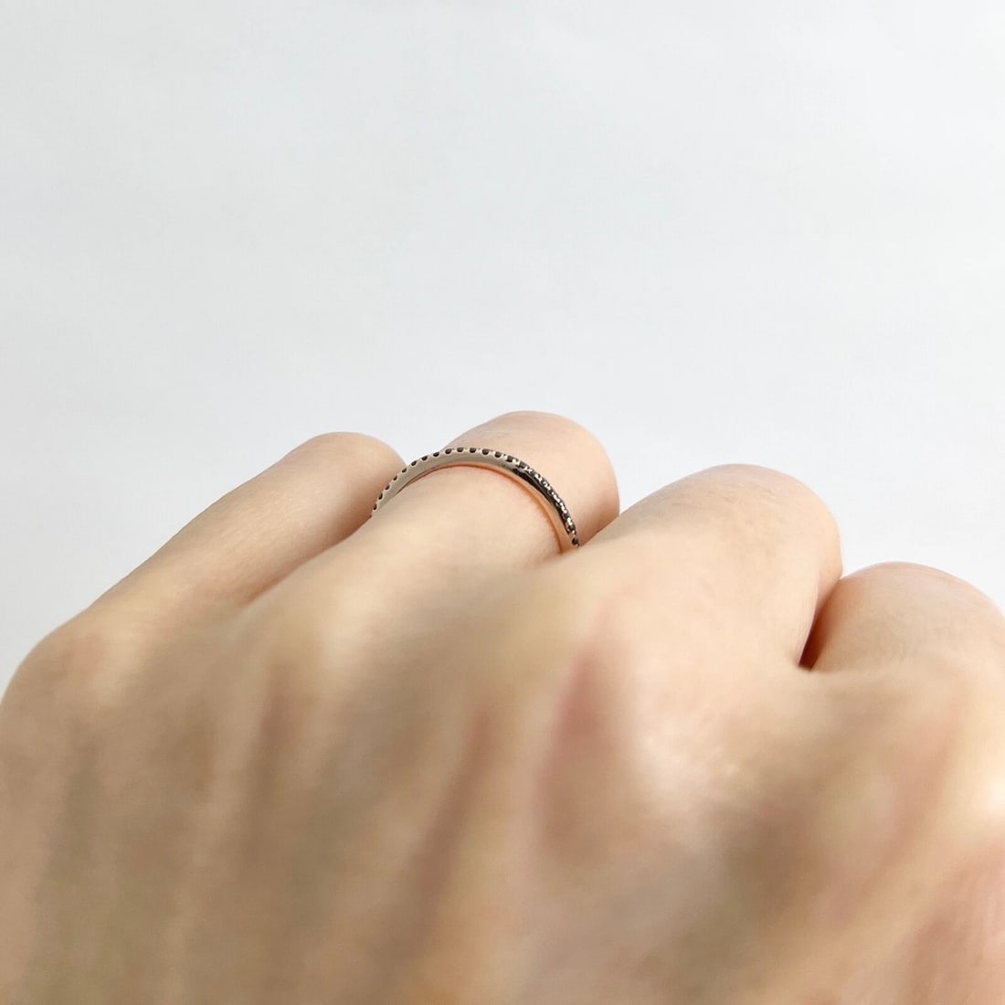Thin Black Diamond Eternity Ring Band 14K Rose Gold, .45 CTW, Size 5.25, 1.3 mm - 5