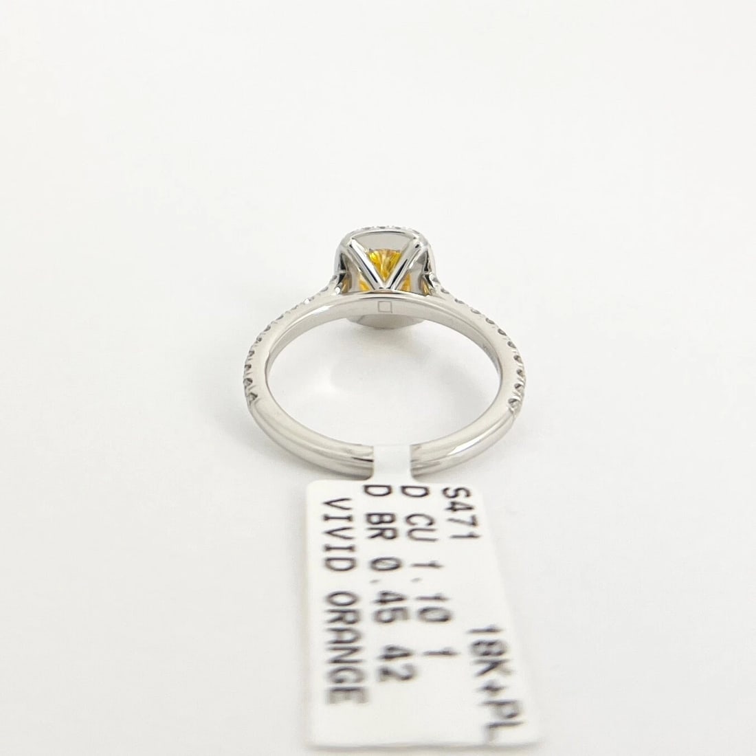 GIA Fancy Vivid Yellow Cushion Halo Diamond Engagement Ring Platinum, 1.55 CTW - 9