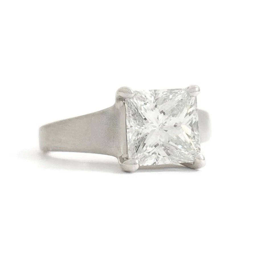 EGL Princess Solitaire Diamond Engagement Ring Wide Band 14K White Gold, 1.56 CT (1 of 7)