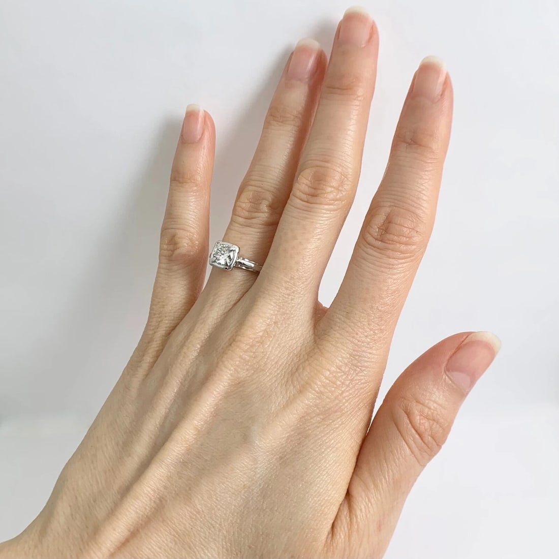 Solitaire Diamond Cushion Halo Engagement Ring 14K White Gold .60 CTW - 5