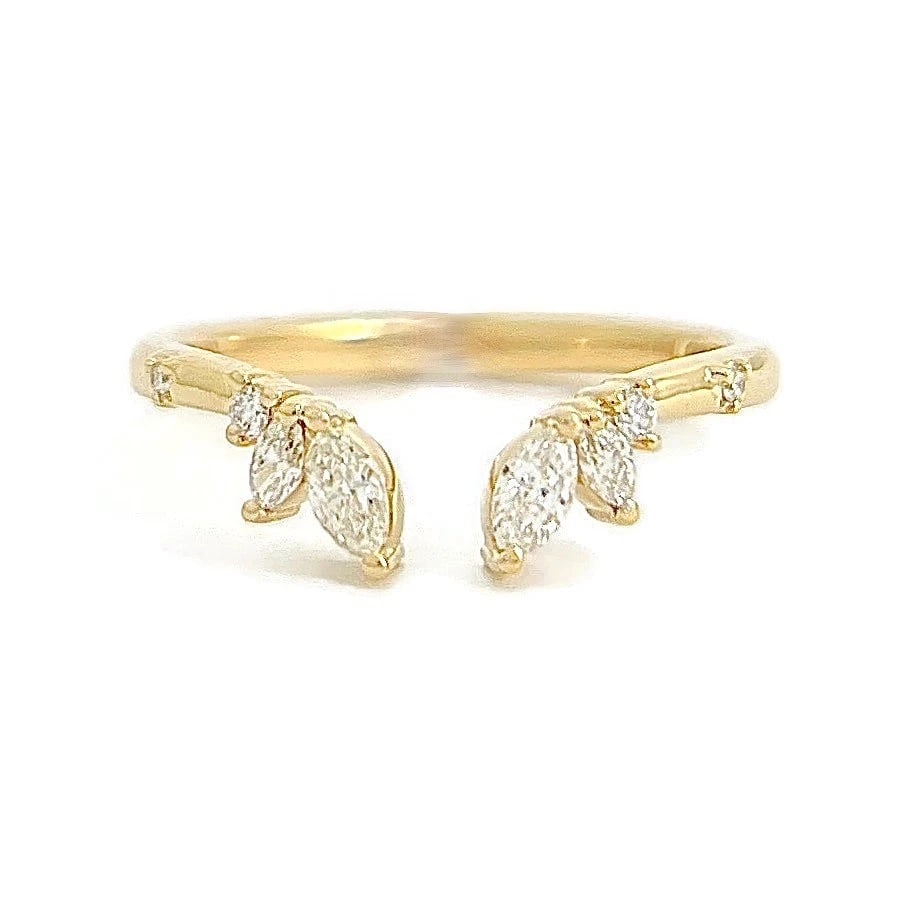 Open Curved Marquise Diamond Tiara Wedding Band Ring 14K Yellow Gold, .24 CTW: Open Curved Marquise Diamond Tiara Wedding Band Ring 14K Yellow Gold, .24 CTW This is a lovely ring that can be worn as a wedding band, anniversary ring or statement ring. Don't hesitate to ask any