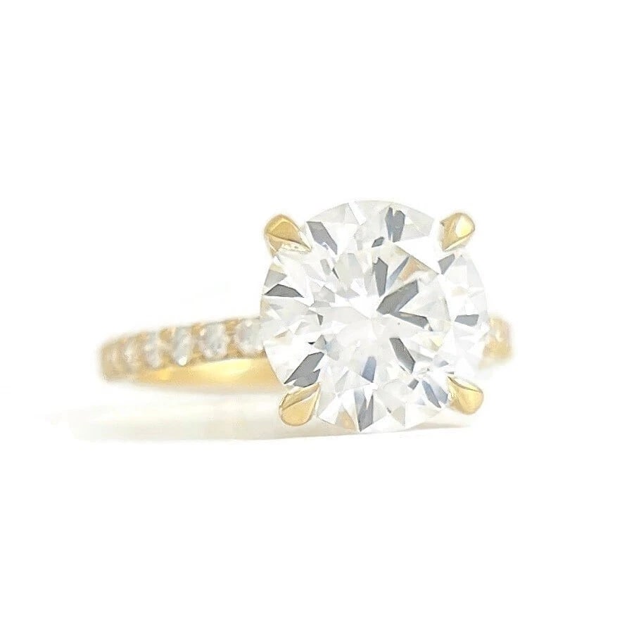 Round Lab-Created Diamond Solitaire Engagement Ring 14K Yellow Gold, 3.38 CTW: Round Lab-Created Diamond Solitaire Engagement Ring 14K Yellow Gold, 3.38 CTW This is a beautiful diamond engagement ring! Please let us know if you have any questions. Diamonds: 3.38 ctw; one