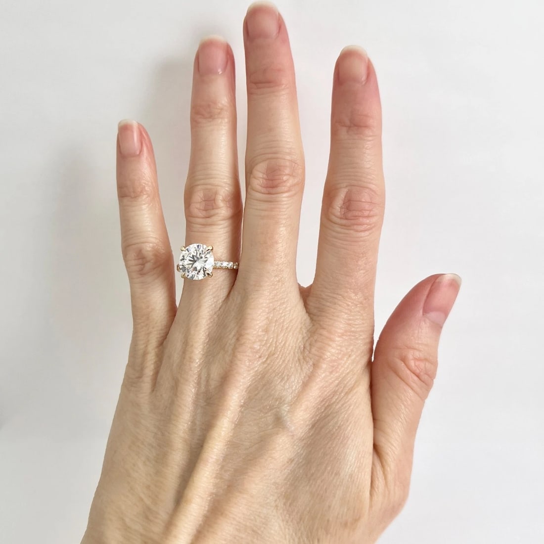 Round Lab-Created Diamond Solitaire Engagement Ring 14K Yellow Gold, 3.38 CTW - 2