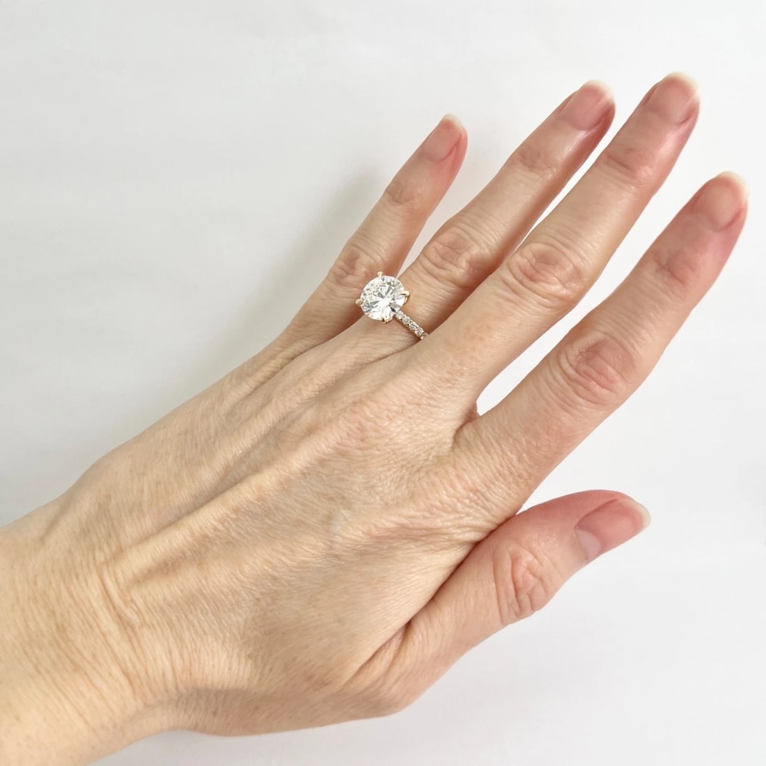 Round Lab-Created Diamond Solitaire Engagement Ring 14K Yellow Gold, 3.38 CTW - 3