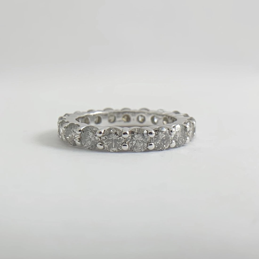 Round Diamond Eternity Ring Wedding Band 14K White Gold, 3.75 CTW, 4.17 Grams - 7