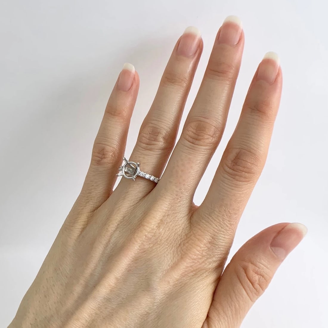 4-Prong Diamond Band Engagement Ring Setting Mounting Platinum .54 CTW - 3