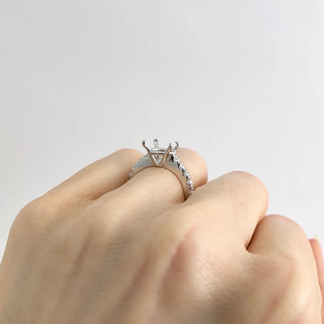 4-Prong Diamond Band Engagement Ring Setting Mounting Platinum .54 CTW - 4
