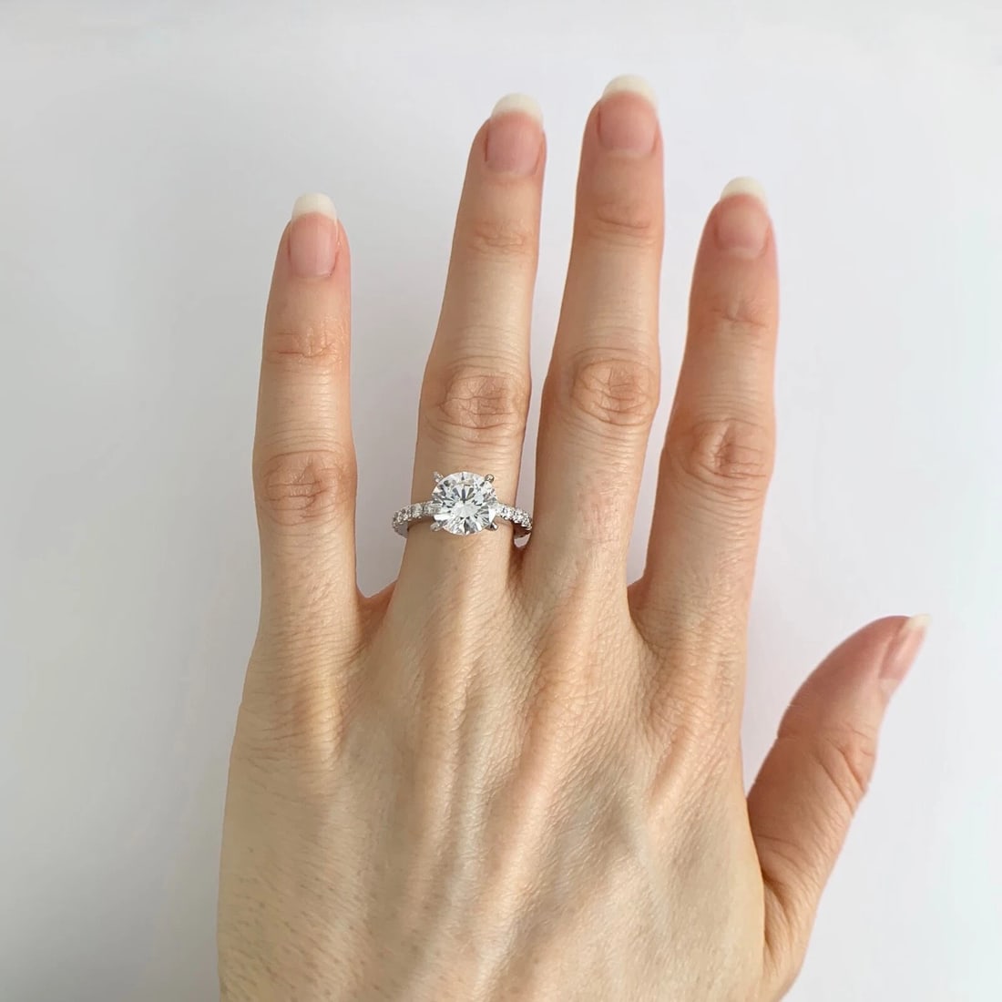 4-Prong Diamond Band Engagement Ring Setting Mounting Platinum .54 CTW - 5