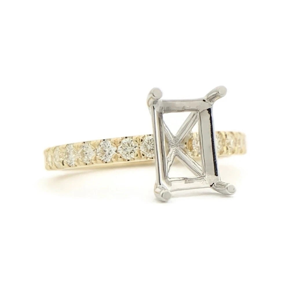 Emerald Cut Rectangle Diamond Engagement Ring Setting Mounting 14K Yellow Gold: Emerald Cut Rectangle Diamond Engagement Ring Setting Mounting 14K Yellow Gold This is a gorgeous diamond engagement ring mounting ready to house a diamond or gemstone of your choice. Don't hesitate