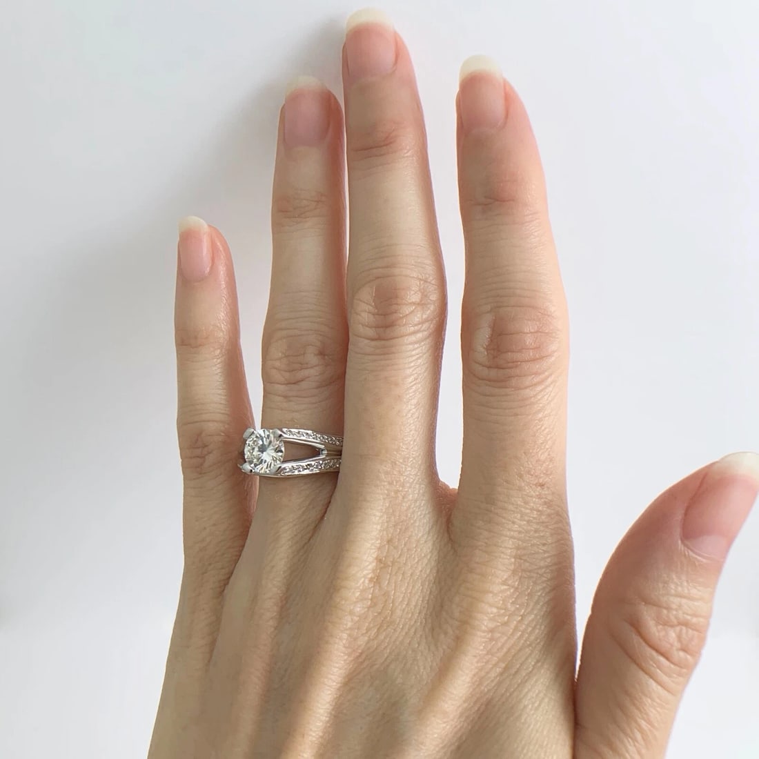 GIA Round Split Shank Diamond Engagement Ring 14K White Gold 1.83 CTW - 3
